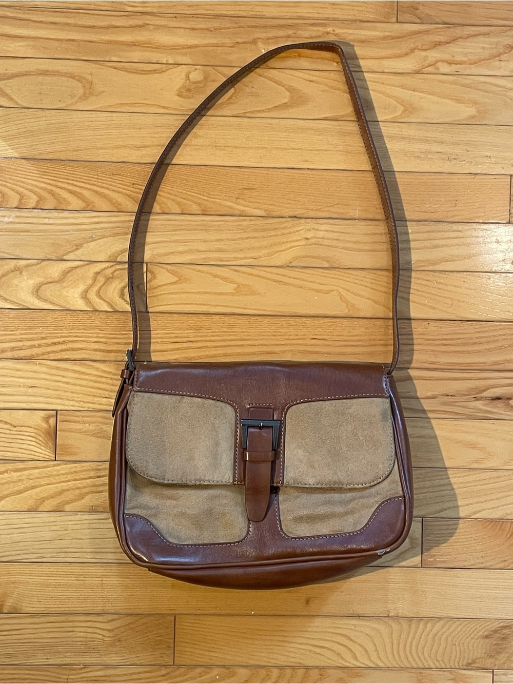 Classic Brown Leather and Suede women's Shoulder Bag